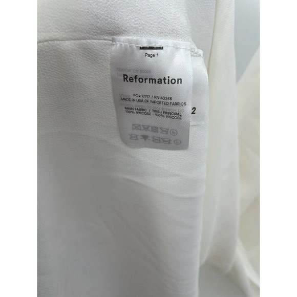 Reformation Evelyn One Shoulder Dress Ivory Size 2 Chiffon Front Slit Dress - Picture 7 of 7